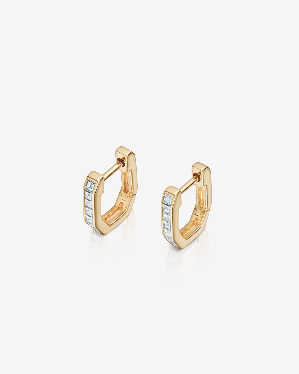 Yellow gold diamond baguette sleeper earrings by Stephen Webster