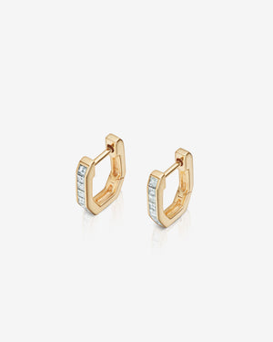 Yellow gold diamond baguette sleeper earrings by Stephen Webster