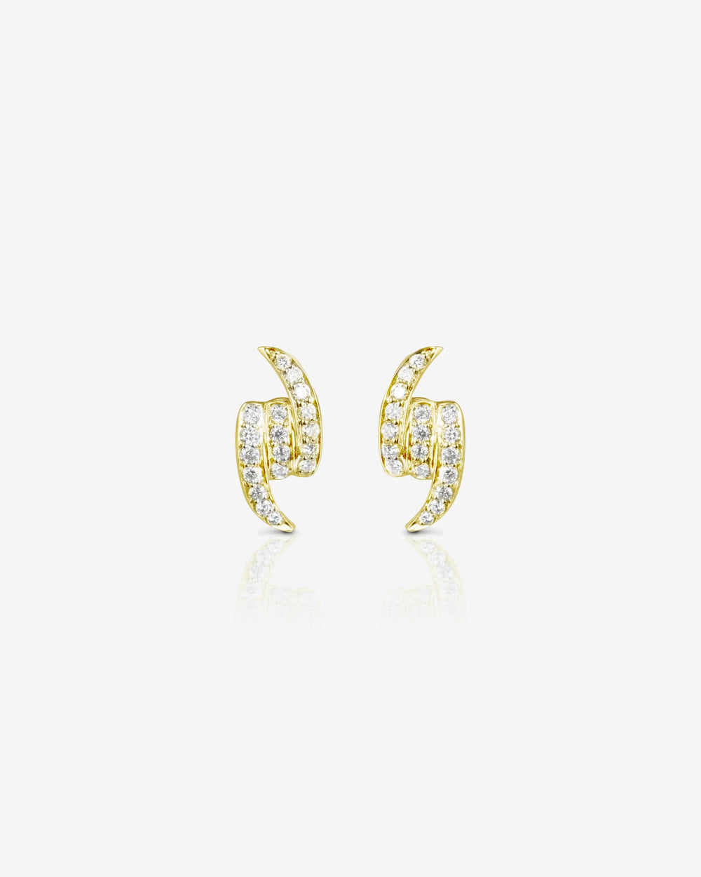 Stephen Webster Yellow Gold Knot White Diamond Earstuds in 18ct Yellow Gold with white diamond pavé front view