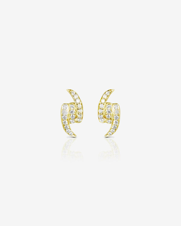 Stephen Webster Yellow Gold Knot White Diamond Earstuds in 18ct Yellow Gold with white diamond pavé front view