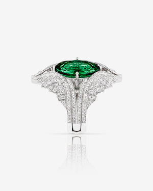 Side profile of Swan Song ReBelles ring showing white-gold band and diamond setting