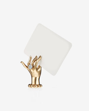 That’s Rich place card holder in brushed bronze with clear crystal