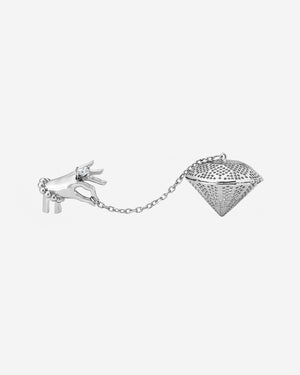 That’s Rich tea infuser in silver chrome with clear crystal accent
