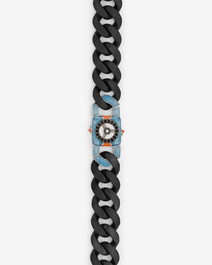 Stephen Webster Great Escape clasp in sterling silver — paired with 18mm Cuban Bracelet in matte black ceramic