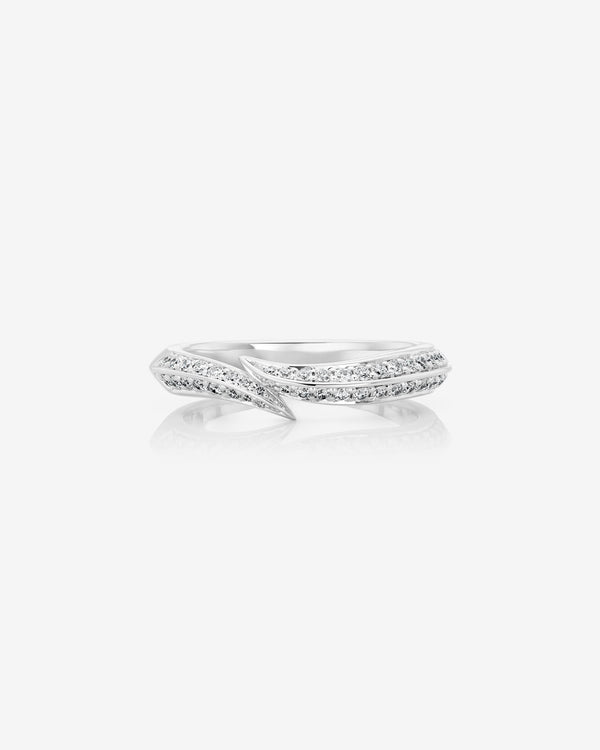 Thorn Arc Solitaire Slimline wedding band in platinum with white diamond