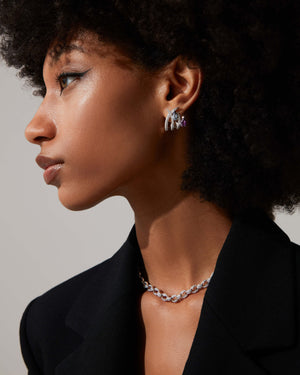 Thorn Embrace Chain Link White Diamond Choker styled with other luxury jewellery, layered contemporary look