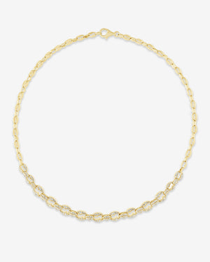 Thorn Embrace Chain Link Yellow Gold Choker in 18ct gold with white diamond pavé, luxury fine jewellery necklace