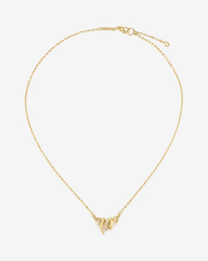 Thorn Embrace Entwined Inline Pendant in 18ct yellow gold with white diamond pavé, luxury fine jewellery necklace - aeria view