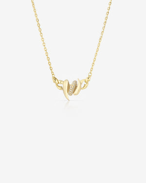 Thorn Embrace Entwined Inline Pendant in 18ct yellow gold with white diamond pavé, luxury fine jewellery necklace