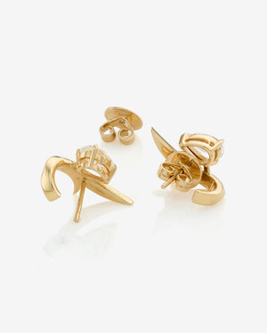Thorn Embrace Pear Diamond Stud Earrings in 18 ct yellow gold with diamond gemstones, luxury fine jewellery