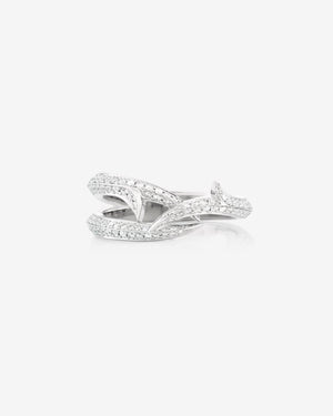 Thorn Embrace Bound Together Narrow Band Ring in 18ct white gold with white diamond pavé, luxury fine jewellery