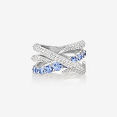 Narrow Bound Together Gem Ring