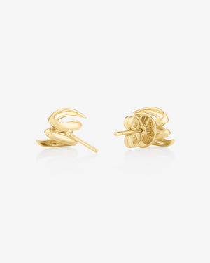 Thorn Embrace Entwined Stud Earrings in 18 ct yellow gold with white diamond pavé, luxury fine jewellery studs - back view
