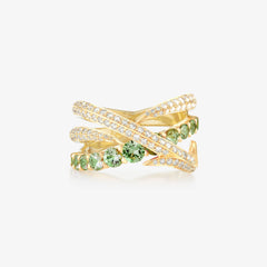 Narrow Bound Together Gem Ring