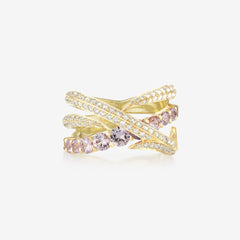 Narrow Bound Together Gem Ring