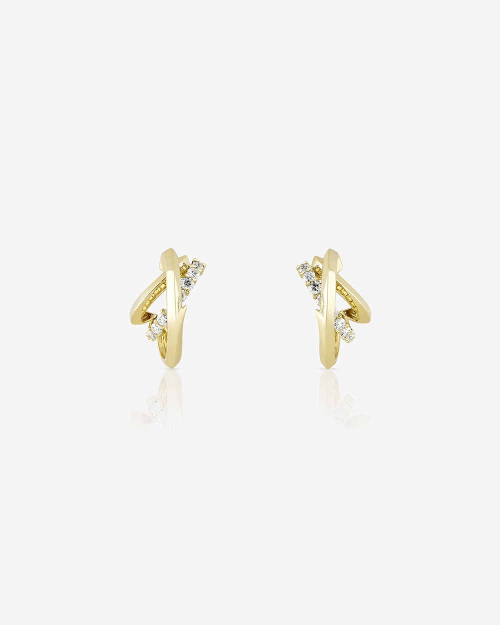Thorn Embrace Unraveled Small Drop Earrings in 18ct yellow gold with white diamond pavé, luxury fine jewellery
