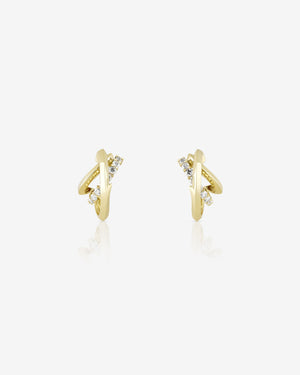 Thorn Embrace Unraveled Small Drop Earrings in 18ct yellow gold with white diamond pavé, luxury fine jewellery