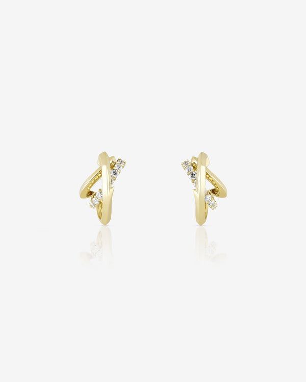 Thorn Embrace Unraveled Small Drop Earrings in 18ct yellow gold with white diamond pavé, luxury fine jewellery