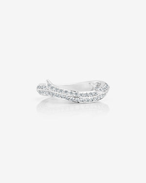 Thorn Floating Solitaire pavé wedding band in platinum with diamonds