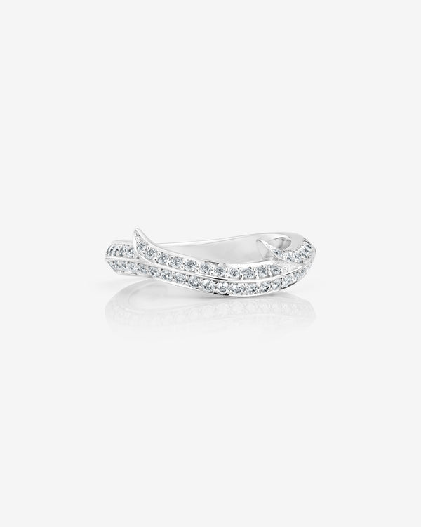 Thorn Floating Solitaire pavé wedding band in platinum with diamonds
