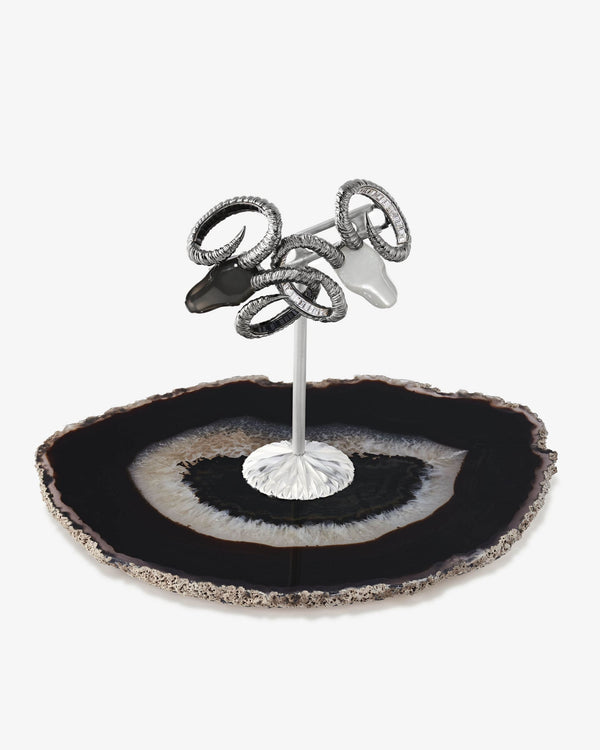 Flat-lay view of Titanium Ramification Brooch on neutral background — top-down view