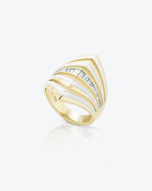 Stephen Webster Vertigo Gaining Perspective 18K Yellow Gold Diamond & Enamel Ring Front View