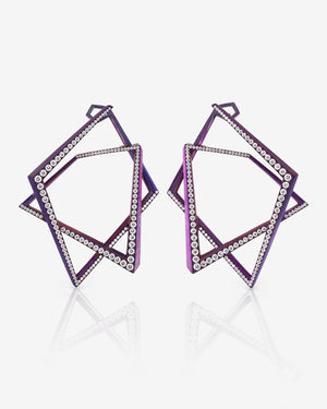 Vertigo Light Pink Titanium Rubix Hoops — light pink titanium with white diamonds, front view