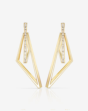Stephen Webster Vertigo Obtuse 18K Yellow Gold White Enamel & Diamond Hoop Earrings Front View