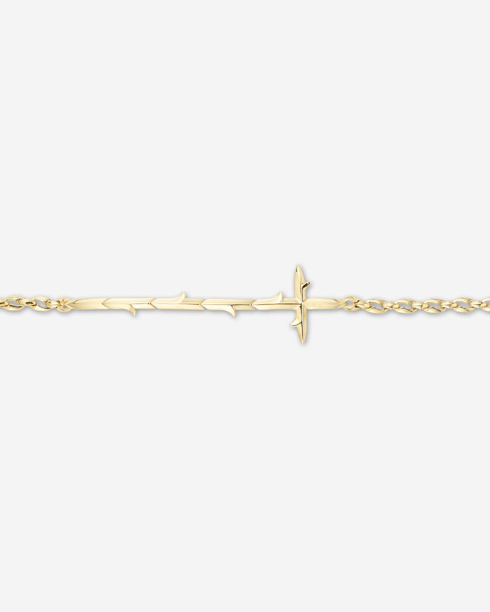 Side view of the Very Cross Yellow Gold Bracelet in 18 ct gold showing linked design and polished finish