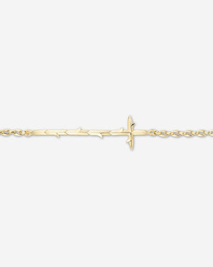 Side view of the Very Cross Yellow Gold Bracelet in 18 ct gold showing linked design and polished finish