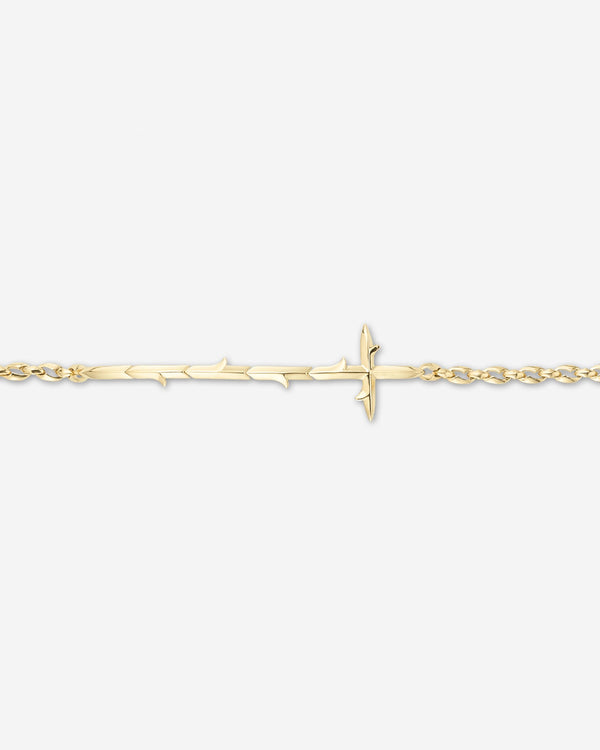 Side view of the Very Cross Yellow Gold Bracelet in 18 ct gold showing linked design and polished finish