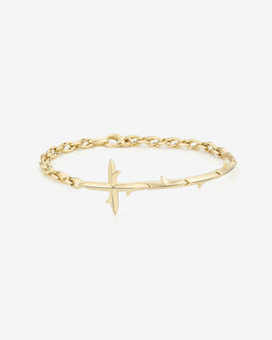 Side view of the Very Cross Yellow Gold Bracelet in 18 ct gold showing linked design and polished finish