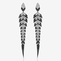 Tail Feather Long Drop Earrings