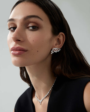 White Diamond Pavé Tail Feather Collar styled with other Stephen Webster Magnipheasant fine jewellery pieces