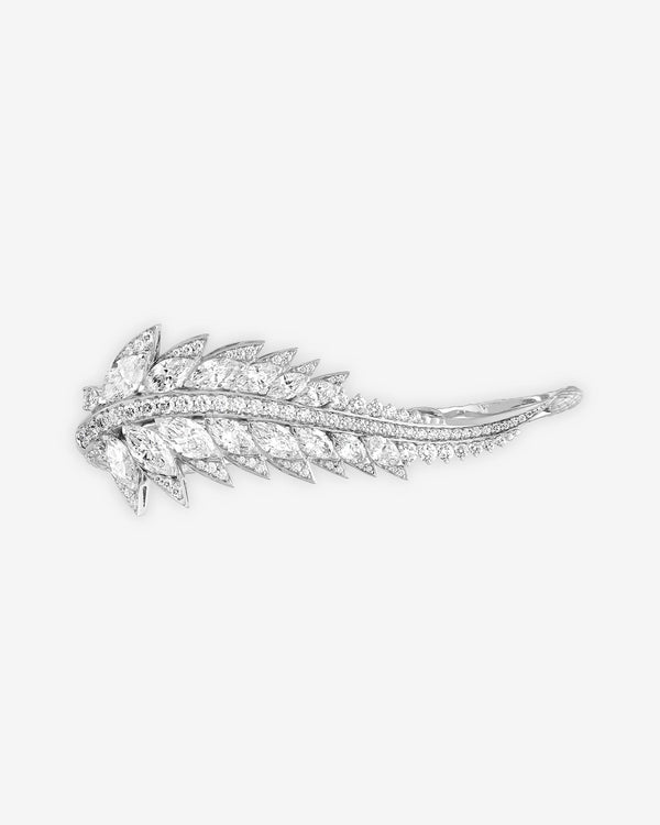White Diamond Plumage Three Finger Ring in 18ct white gold with marquise-cut white diamonds and white diamond pavé - aerial view