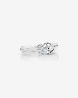 Women’s platinum Thorn Arc Solitaire Slimline ring with pear-cut white diamond