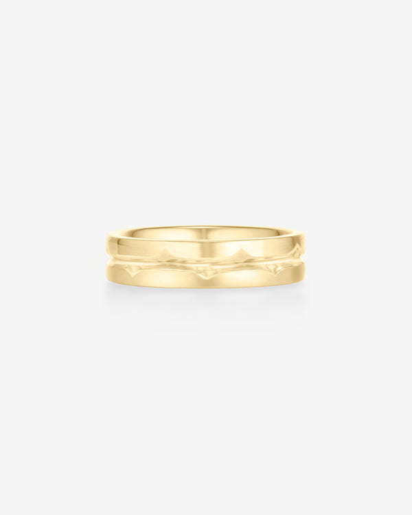 Yellow gold thorn fine inscription wedding band ring